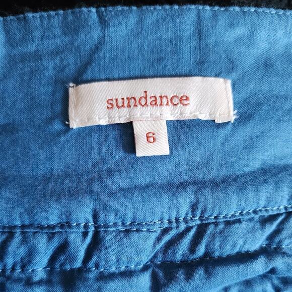 Sundance Black Eyelet Lace Overlay Blue Midi Skirt Size 6 - Picture 5 of 6